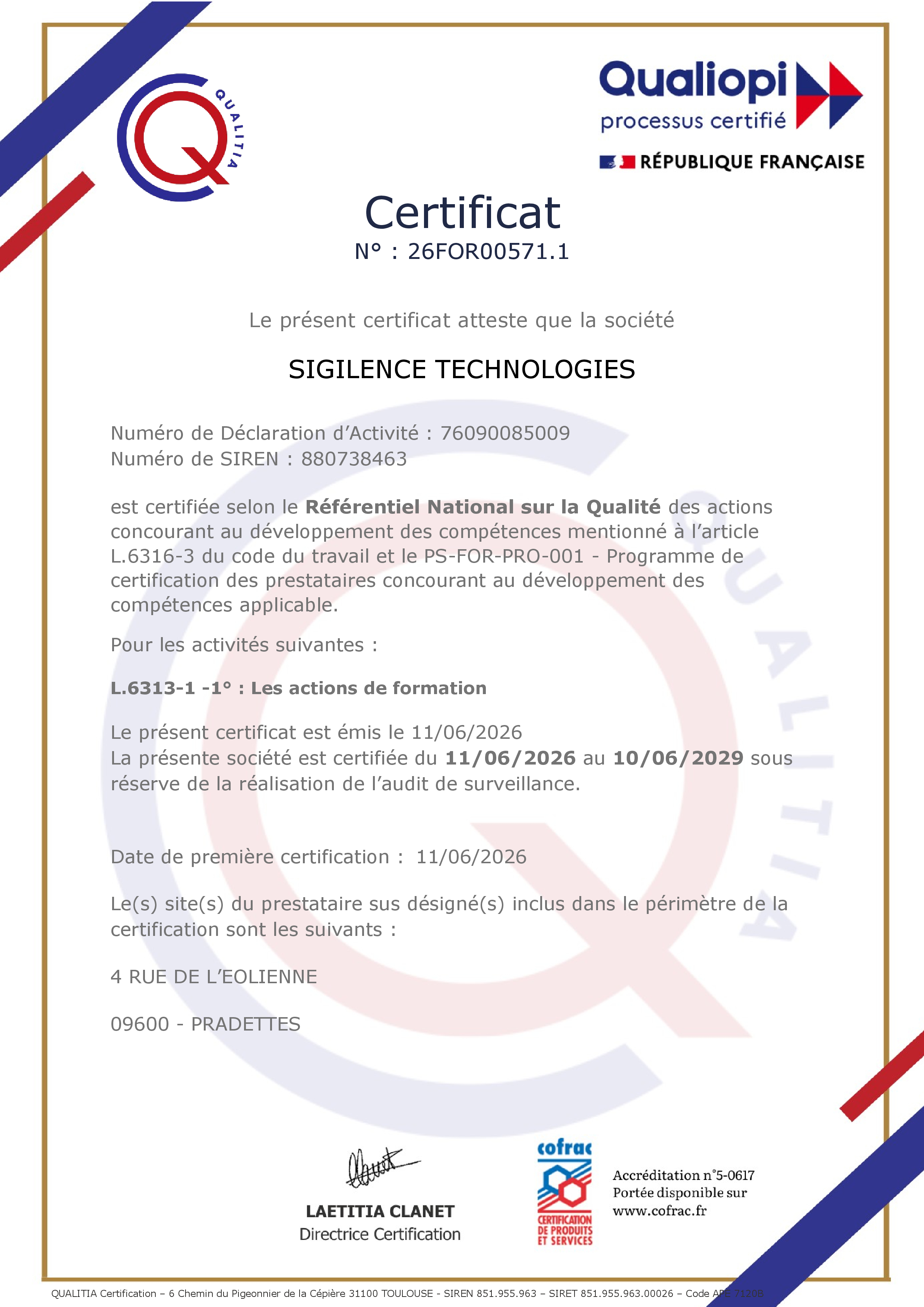 Qualiopi Quality Certificate